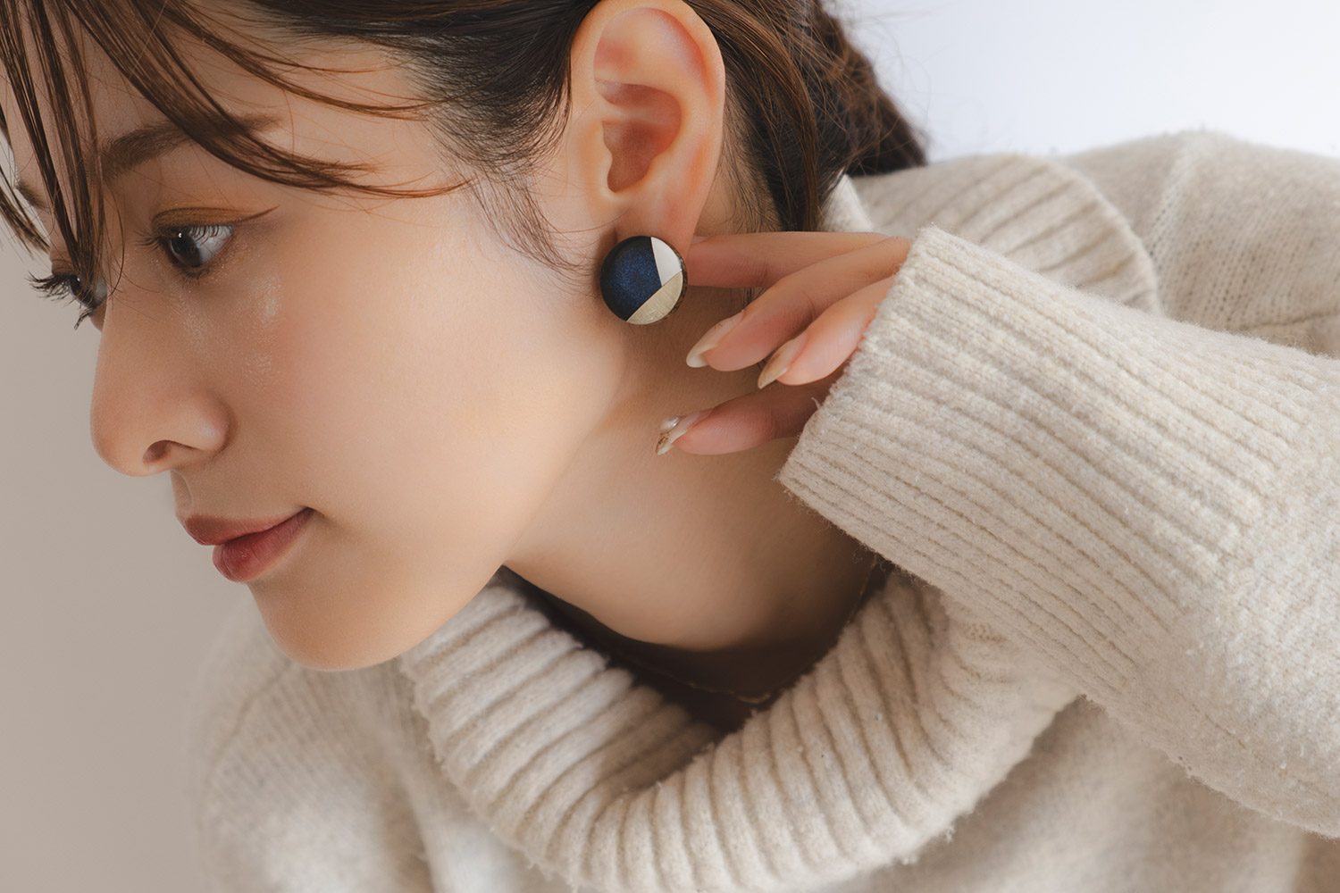 美濃焼 陶器 モダン ピアス／イヤリング｜藍 ギフトボックス付き